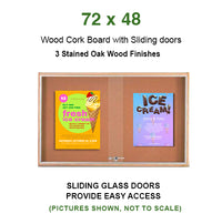Sliding Glass Doors Indoor 72x48 Enclosed Bulletin Boards (Wood Framed)