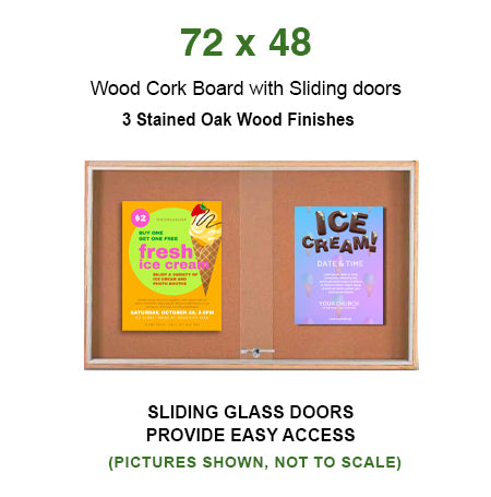 Sliding Glass Doors Indoor 72x48 Enclosed Bulletin Boards (Wood Framed)