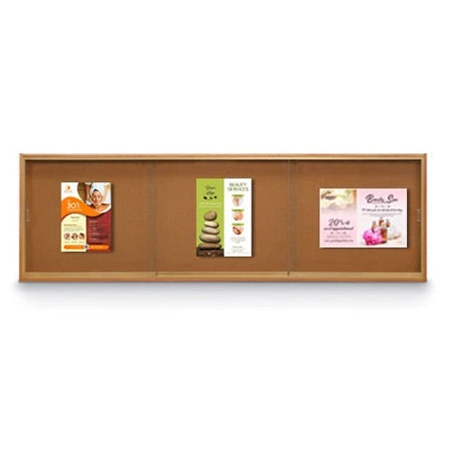 Sliding Glass Doors Indoor 84x30 Enclosed Bulletin Boards (Wood Framed)
