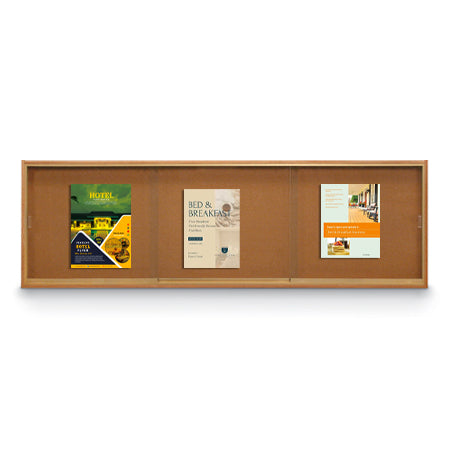 Sliding Glass Doors Indoor 84x36 Enclosed Bulletin Boards (Wood Framed)