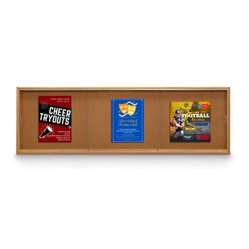 Sliding Glass Doors Indoor 84x48 Enclosed Bulletin Boards (Wood Framed)