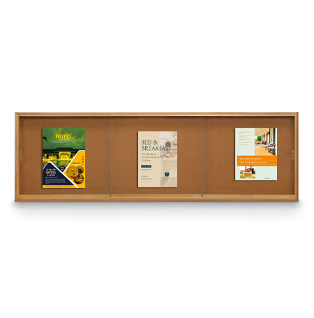 Sliding Glass Doors Indoor 96x48 Enclosed Bulletin Boards (Wood Framed)