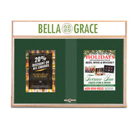 48 x 36 Indoor Enclosed Wood Bulletin Boards with Sliding Glass Doors and Message Header