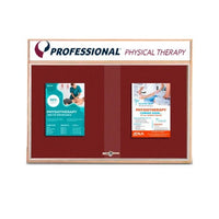 60 x 36 Indoor Enclosed Wood Bulletin Boards with Sliding Glass Doors and Message Header