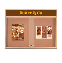 72 x 48 Indoor Enclosed Wood Bulletin Boards with Sliding Glass Doors and Message Header