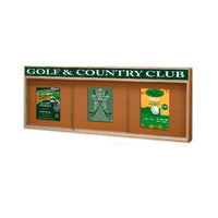 96 x 24 Indoor Enclosed Wood Bulletin Boards with Sliding Glass Doors and Message Header