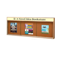 96 x 36 Indoor Enclosed Wood Bulletin Boards with Sliding Glass Doors and Message Header