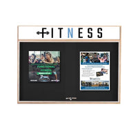 72x30 Indoor Enclosed Wood Enclosed Bulletin Boards with Sliding Glass Doors Header + Lights