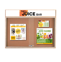 72x48 Indoor Enclosed Wood Enclosed Bulletin Boards with Sliding Glass Doors Header + Lights