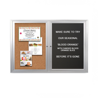 Enclosed 2-Door INDOOR Combo Board 48x36 | Cork Bulletin Board & FELT Letter Board