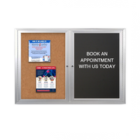 Enclosed 2-Door INDOOR Combo Board 60x36 | Cork Bulletin Board & FELT Letter Board