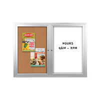 Enclosed 2-Door INDOOR Combo Board 42x32 | Cork Bulletin Board & Dry Erase Marker Board