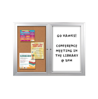 Enclosed 2-Door INDOOR Combo Board 50x50 | Cork Bulletin Board & Dry Erase Marker Board