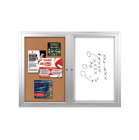 Enclosed 2-Door INDOOR Combo Board 96x30 | Cork Bulletin Board & Dry Erase Marker Board