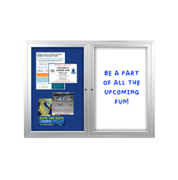Enclosed 2-Door INDOOR Combo Board 96x36 | Cork Bulletin Board & Dry Erase Marker Board