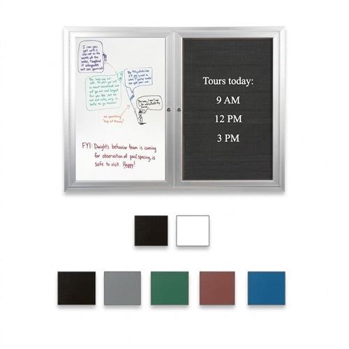 Enclosed 2-Door INDOOR Combo Board 40x50 | Changeable FELT Letter Board & Dry Erase Marker Board