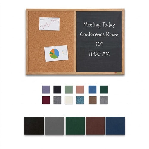 Value Line Combo Board 24x12 Wood Framed Cork Bulletin Letter Board (Open Face with Wood Trim)