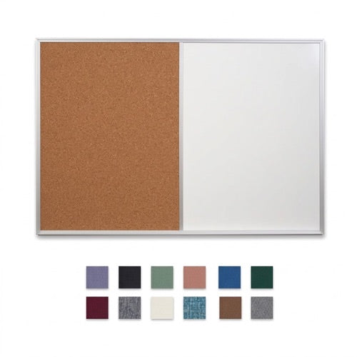 Value Line Combo Board 30x30 Metal Framed Cork Bulletin Marker Board | Open Face with Silver Trim Frame