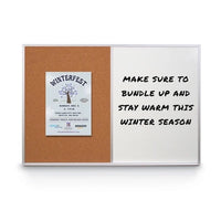 Value Line Magnetic Combo Board 16x16 Metal Framed Cork Bulletin Marker Board (Open Face with Silver Trim)