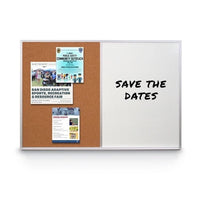 Value Line Magnetic Combo Board 24x84 Metal Framed Cork Bulletin Marker Board (Open Face with Silver Trim)