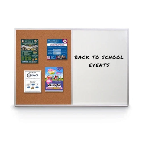 Value Line Magnetic Combo Board 36x72 Metal Framed Cork Bulletin Marker Board (Open Face with Silver Trim)