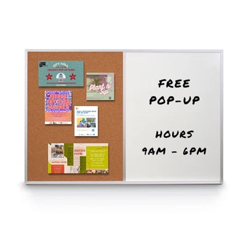 Value Line Magnetic Combo Board 60x12 Metal Framed Cork Bulletin Marker Board (Open Face with Silver Trim)