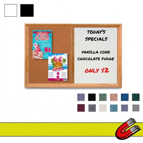Decorative 48" x 84" Combo Bulletin Board & Magnetic Dry Erase White - Black Marker Board