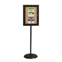 Indoor Enclosed Bulletin Board Floorstand 18 x 24 | Single Locking Door, Black