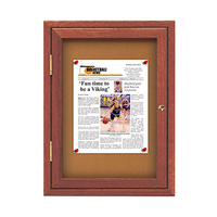 Enclosed Wood Framed Restroom Bulletin Board Display Case 19x28