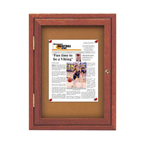Enclosed Wood Framed Restroom Bulletin Board Display Case 19x28