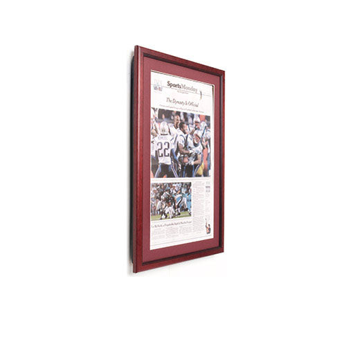 Classic Wood Frame Newspaper Display Frames with Elegant Frame Profile #353 and Beveled Matboard