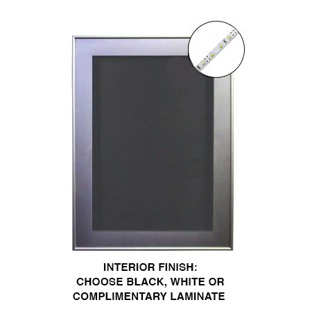 SwingFrame Designer Metal Frame Lighted Display Case 4" Deep | Enclosed Wall Mount Cabinet 12 Sizes & Custom