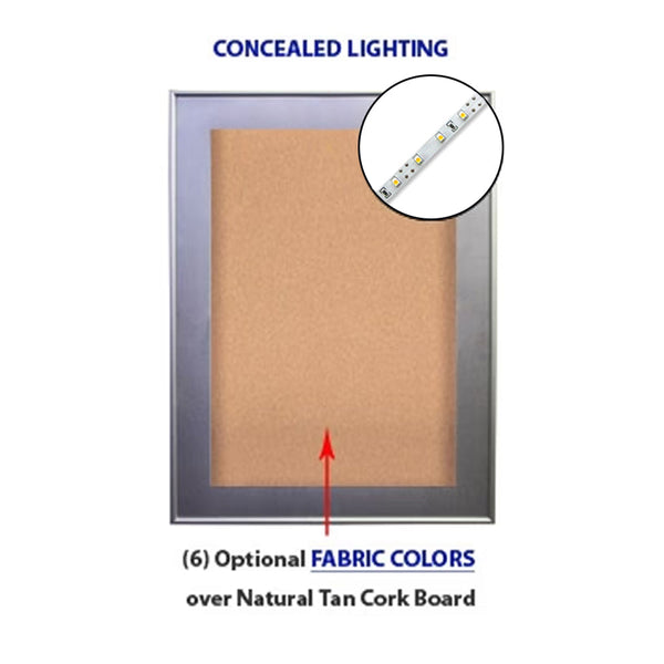 18 x 24 SwingFrame Designer 2 Inch Deep Shadow Box Display Case w Cork Board and Light - Metal Framed