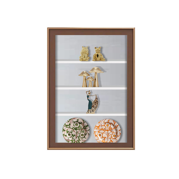 Wall Mount SwingFrame Designer Metal Frame Display Case 6" Deep with Wooden Shelves in 25+ Sizes