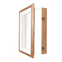 SwingFrame Designer Oak Wood Wall Lighted Display Case 2" Deep