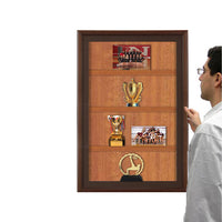 SwingFrame Designer Wood Frame Wall Display Case 6-Inches Deep with Adjustable Wooden Shelves 25+ Sizes + Custom