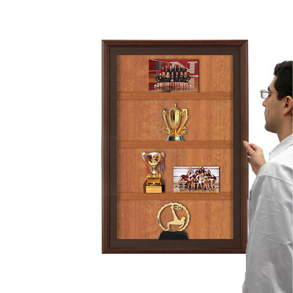 SwingFrame Designer Wood Frame Wall Display Case 6-Inches Deep with Adjustable Wooden Shelves 25+ Sizes + Custom