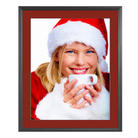 SLIDE-IN SIGN FRAME 12" x 20" (BLACK FRAME WITH CRANBERRY 2" WIDE MATBOARD)