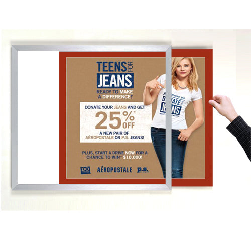 SIDE LOADER SIGN FRAME 17" x 23" WITH 1" WIDE MAT BOARD (SHOWN IN SILVER WITH CHAPS MATBOARD)