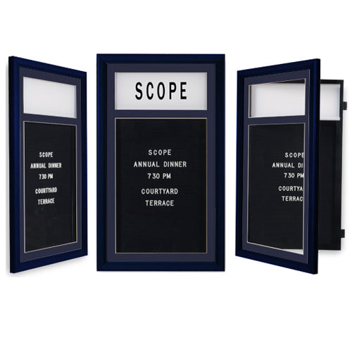 Designer Wood Framed Letter Board SwingFrames with Message Header | Swing Open Changeable Letterboard in 6 Sizes + Custom