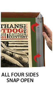 Designer Wood Snap Frames for Posters 8.5x14 (1" Wide Matboard)