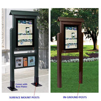Plastic Post Options: Surface Mount with Base Plates or Inground Installation