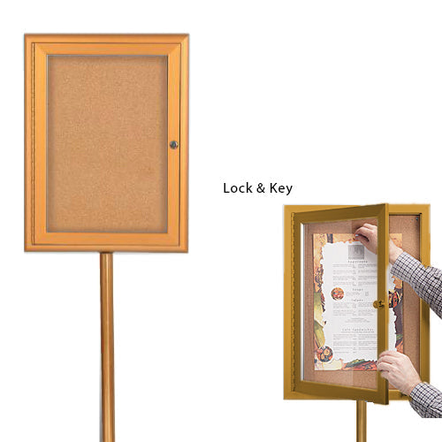 Lockable Bulletin Board Pedestal has a Viewing Area of 13" x 19" and perfect for any notices, advertisements, flyers, and other printed materials.