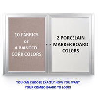 INDOOR ENCLOSED COMBO BOARD 96" x 30" DRY ERASE / CORK BULLETIN BOARD