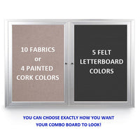 INDOOR ENCLOSED COMBO BOARD 96" x 30" LETTER BOARD CORK BULLETIN BOARD