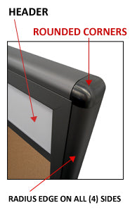 Enclosed Indoor Poster Displays Cases with Rounded Corners & Personalized Header (2 & 3 Doors)