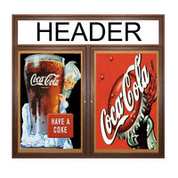 Indoor Enclosed Wood Framed Bulletin Boards with Header and LED Lighting |  2 and 3 Door Display Cases in 35+ Sizes