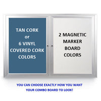 OUTDOOR ENCLOSED COMBO BOARD 42" x 32" DRY ERASE / CORK BULLETIN BOARD