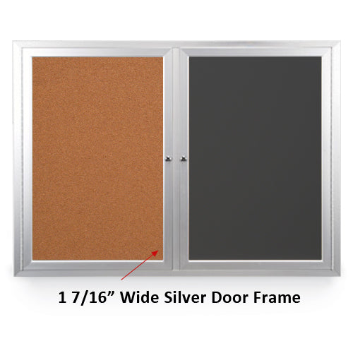 42x32 DRY ERASE / CORK COMBINATION HAS MITERED (SQUARE) CORNERS