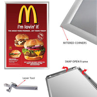 Euro Style Security Snap Frame, Fast Change 20x30 Snap Frame 1" Wide in a Silver Finish comes with LEVER TOOL.